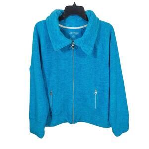 Calvin Klein Performance Blue Athletic Active wear Full Zip Jacket Womens SZ XL‎